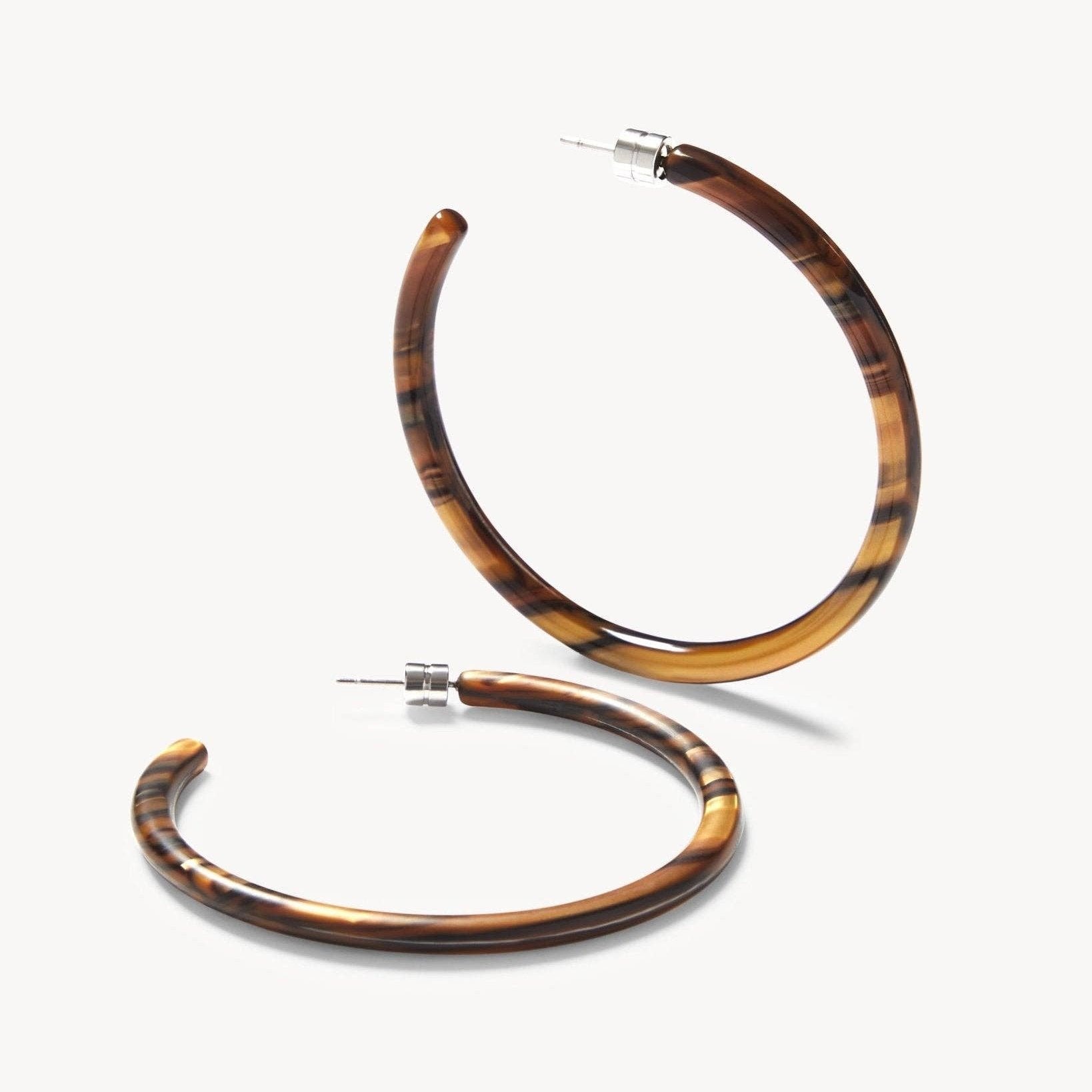 Large Hoops in Tiger’s Eye